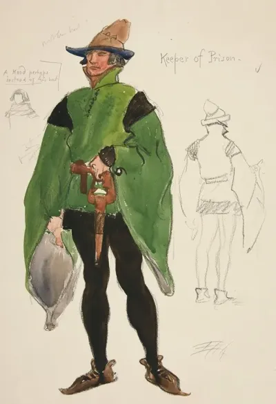 Keeper Of Prison Costume Sketch For Henry Irvings 1898 Planned Production Of Richard Ii
