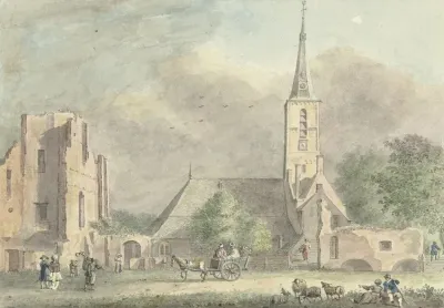 Kerk En Ruine Van De Abdij Te Rijnsburg