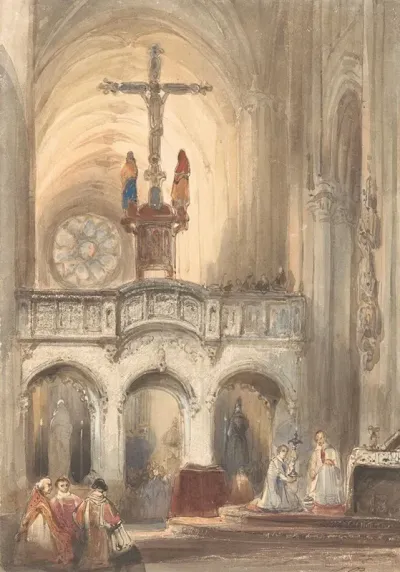 Kerkinterieur Met Mis