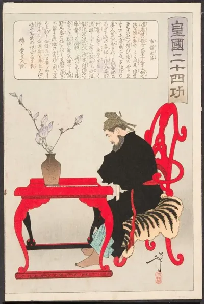 Kibi Daijin Seated At A Chinese Table