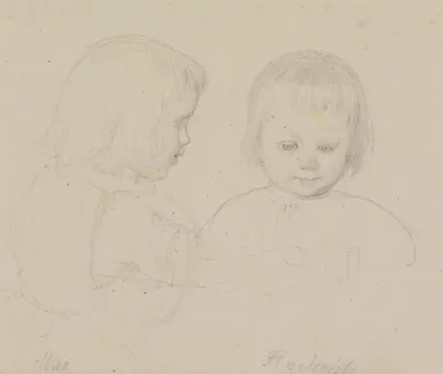 Kinderdoppelbildnis Max Und Roderich Schrodter Die Sohne Des Kunstlers