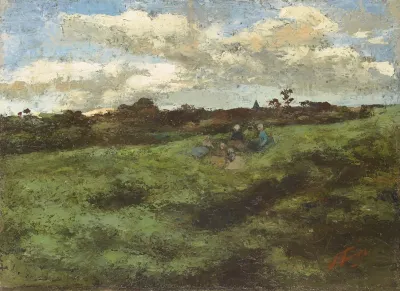 Kinderen Op Het Duin Landschap Bij Brussel
