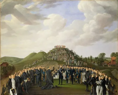 King Carl Xiv Johan Visiting The Mounds At Old Uppsala In 1834