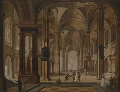 Kircheninterieur Mit Eleganten Personen
