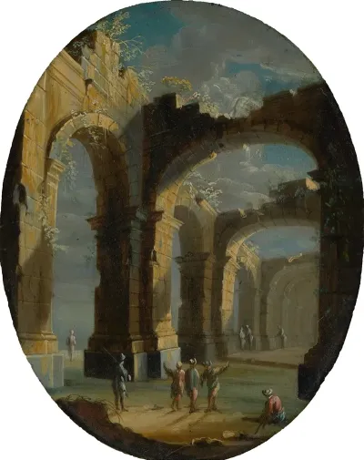 Kirchenruine Mit Figuren