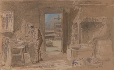 Kitchen Interior With Figures