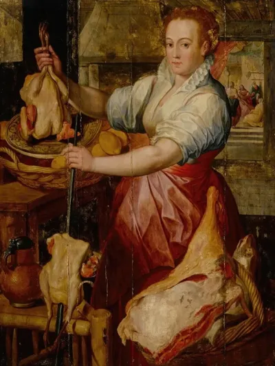 Kitchen Maid Preparing Meat With Christ In The House Of Mary And Martha Beyond