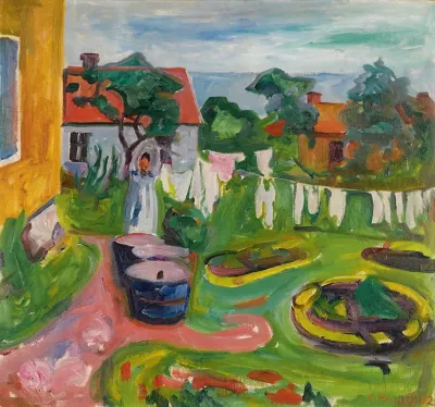 Klestork I Asgardstrand Clothes On A Line In Asgardstrand