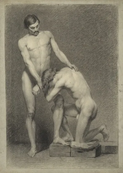 Kneeling And Standing Male Nude