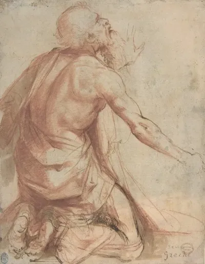 Kneeling Bearded Old Man