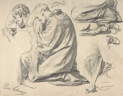 Kneeling Draped Male Figure Facing Left