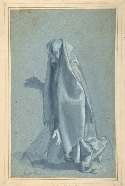 Kneeling Female Figure In Profile To Left
