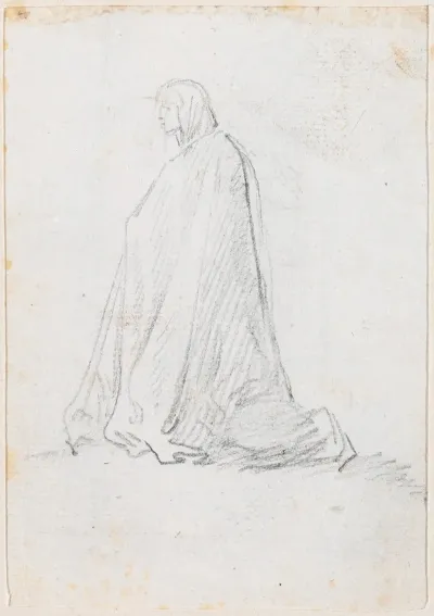 Kneeling Figure In A Hooded Robe Verso