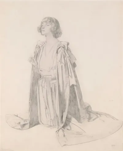 Kneeling Figure Of A Woman Study For The Holy Well