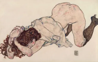 Kneeling Girl Resting On Both Elbows