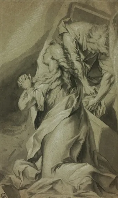 Kneeling Magdalene And Tomb Attendant