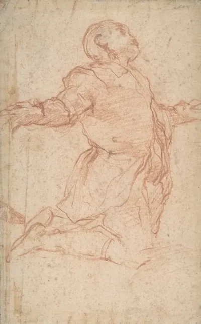 Kneeling Male Figure With Outstretched Arms