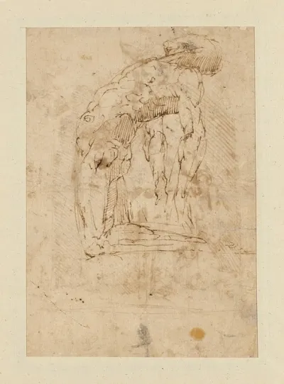 Kneeling Male Nude With His Head And Shoulders Leaning Back