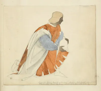 Kneeling Man In Tunic Holding A Jug