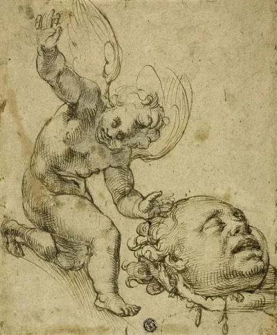 Kneeling Putto Holding A Head