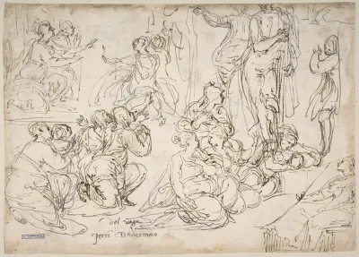Kneeling Seated And Standing Figures