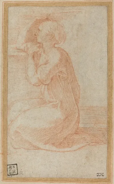 Kneeling Woman Lifting Her Hand To Her Head