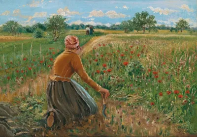 Knieende Bauerin Mit Sichel