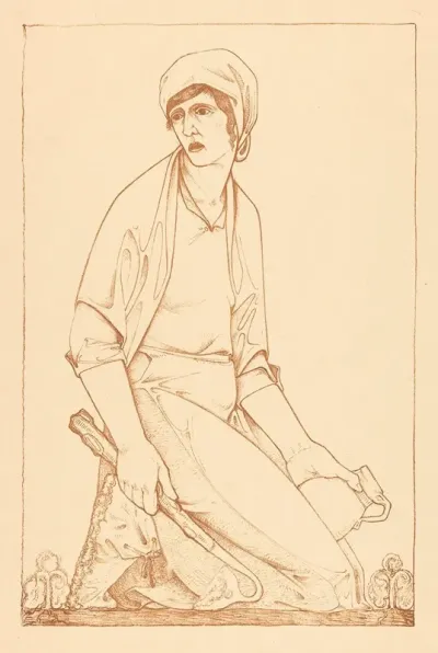Knielende Figuur Met Schoffel En Kruik
