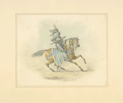 Knight In Armor With Mace Mounted On Horse