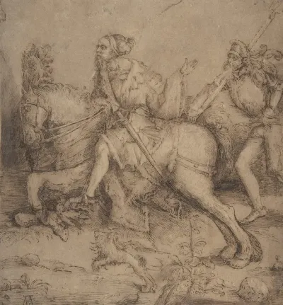Knight On Horseback And Landsknecht