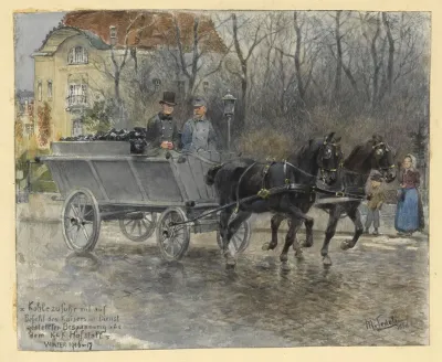 Kohlezufuhr Mit Pferden Aus Den Hofstallungen Im Winter 1916 17 In Wien Vor Dem Stadtgartenamt