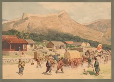 Kolonial Wandbilder Dorf Und Chinesische Mauer Am Nankou Passe