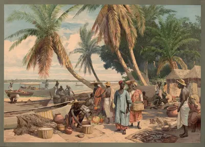 Kolonial Wandbilder Wochenmarkt An Der Lagune In Togo