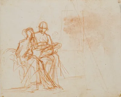 Kompositionsudkast Til Portraettet Af Kunstneren Og Hans Hustru Rosine Fodt Dorschel