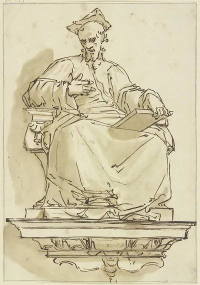 Konsolstatue Eines Sitzenden Kardinals