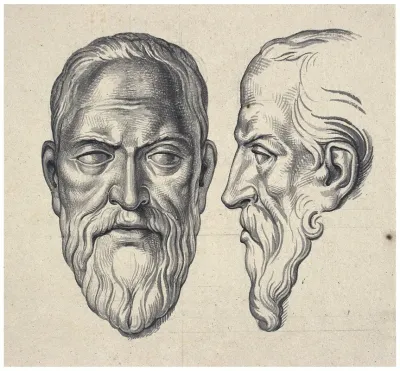 Kop Van Oldenbarnevelt En Face En En Profil Sculptuur