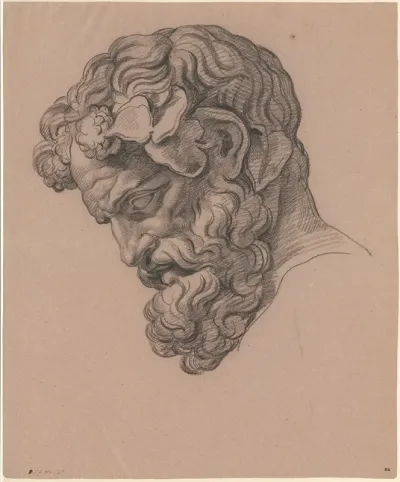 Kop Van Silenus En Profil Naar Links Gewend