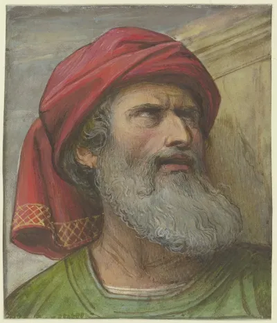 Kopf Eines Aufwarts Blickenden Mannes Mit Turban