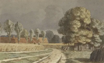 Korenveld Tussen Huizen Onder Een Dreigende Onweerslucht Te Hilversum