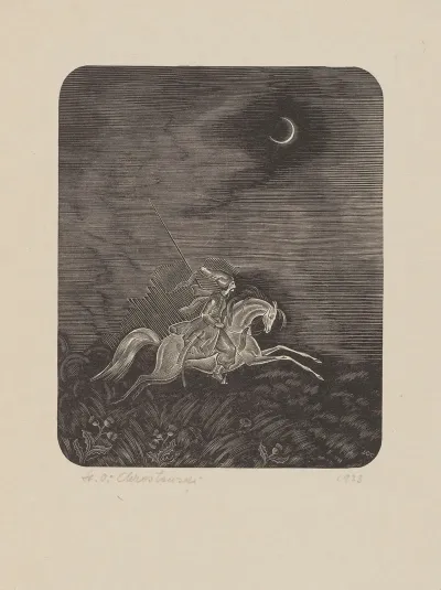 Kozak Galopujacy Na Bialym Koniu Ilustracja Do Powiesci Maria Antoniego Malczewskiego