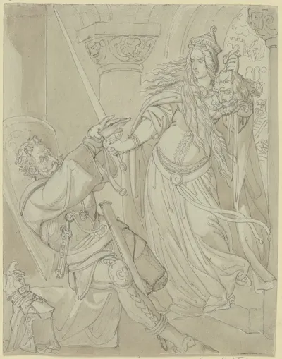 Kriemhild Mit Gunthers Kopf Vor Hagen