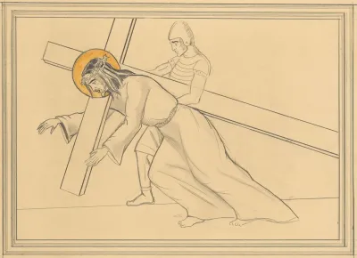 Kruisdraging Christus Valt Onder Het Kruis