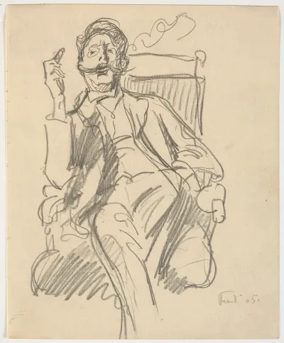 Kunsthistorikeren Carl V Petersen Siddende Med Cigar