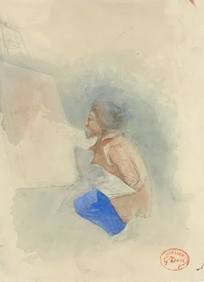 Kunstler Mit Palette Vor Staffelei