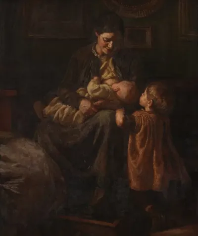 Kunstnerens Hustru Med To Born