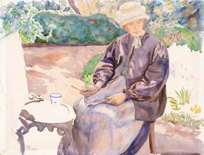 Kunstnerens Kone Malerinden Anna Syberg I Smedens Have