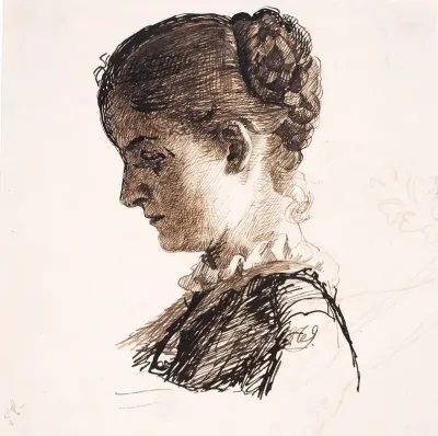 Kunstnerens Soster Elisabeth Profil T V Fletningefrisure
