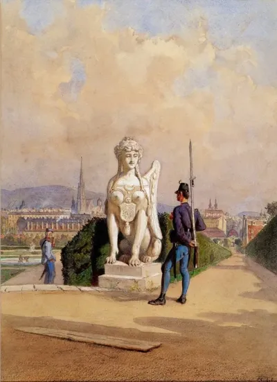 Kurzweil Auf Der Wache Im Garten Des Schlosses Belvedere In Wien