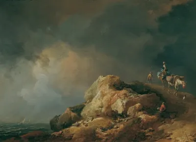 Kustenlandschaft Mit Saumtieren