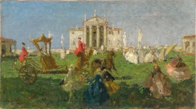 Kutschenfahrt Vor Der Villa Capra